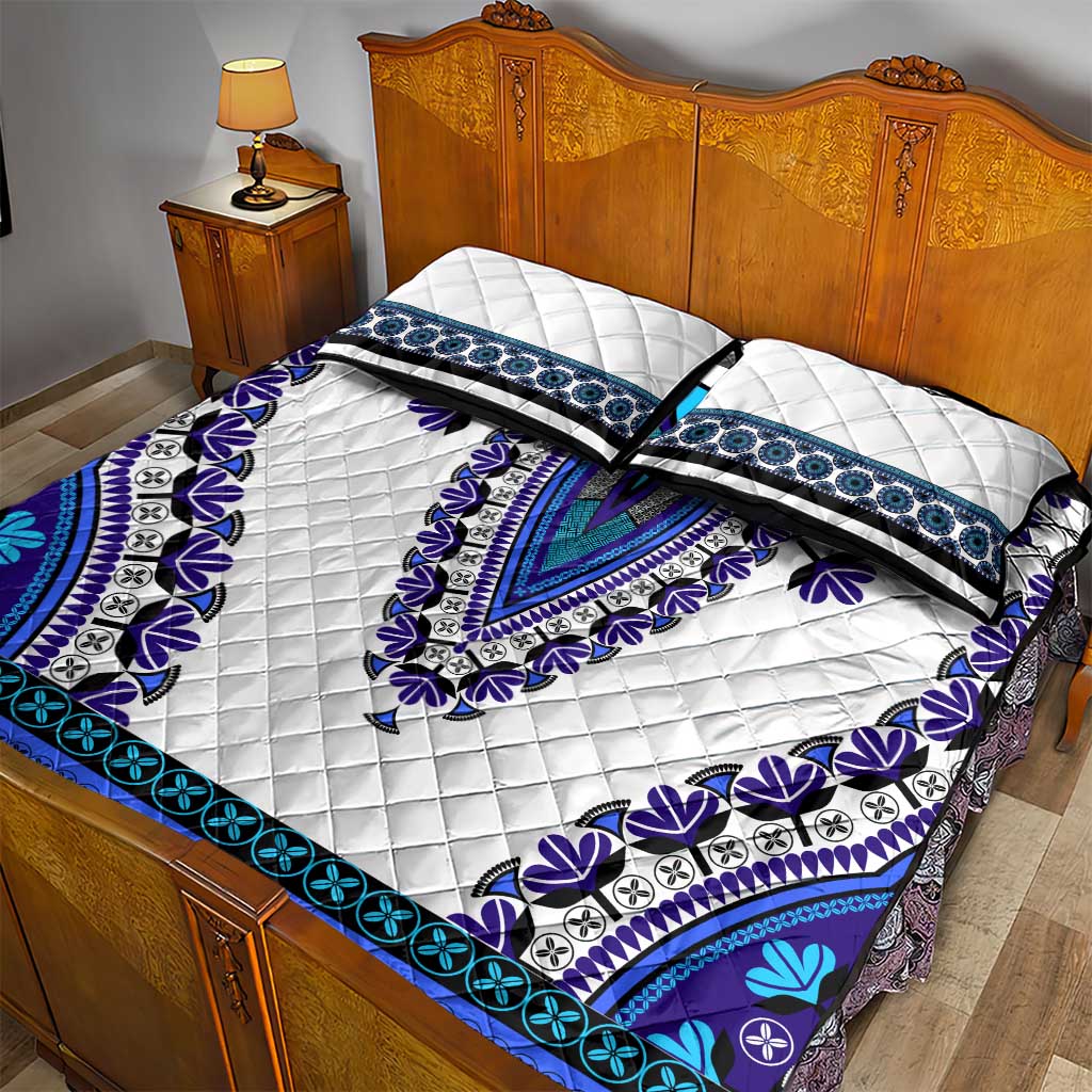 Africa Quilt Bed Set African Dashiki Royal Blue Version LT14
