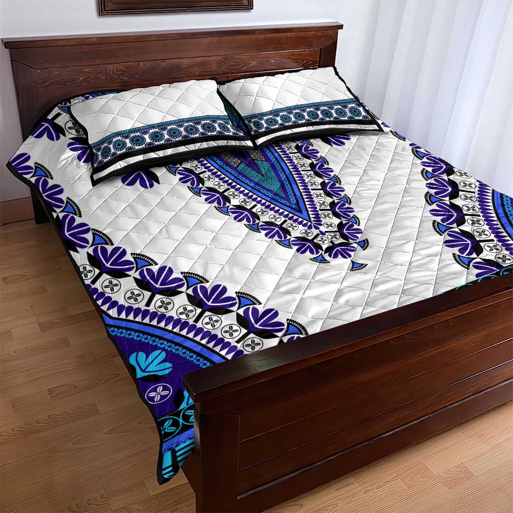 Africa Quilt Bed Set African Dashiki Royal Blue Version LT14