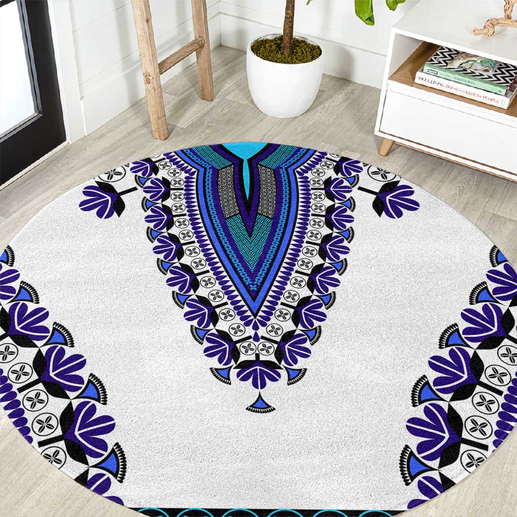 Africa Round Carpet African Dashiki Royal Blue Version LT14