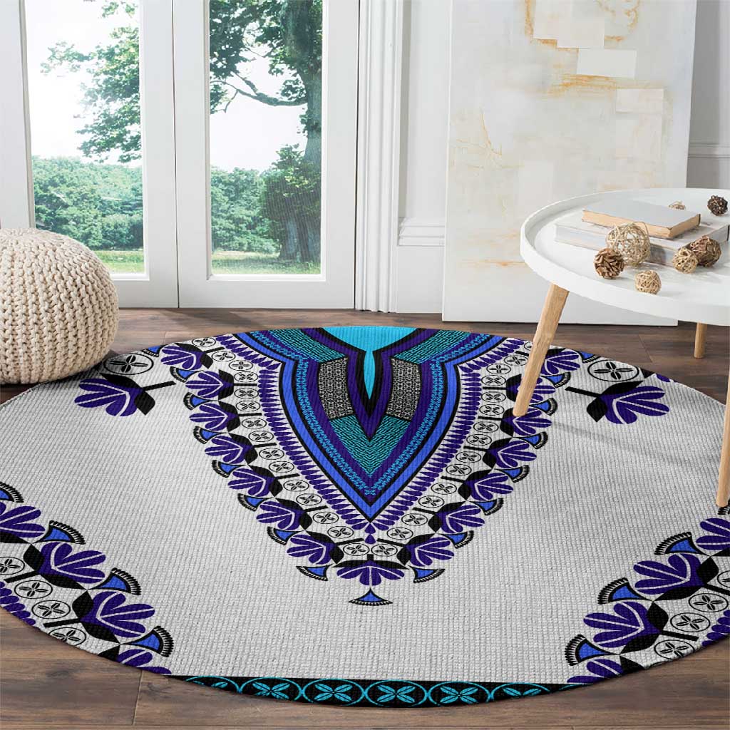 Africa Round Carpet African Dashiki Royal Blue Version LT14