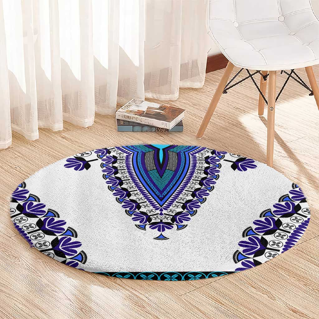 Africa Round Carpet African Dashiki Royal Blue Version LT14