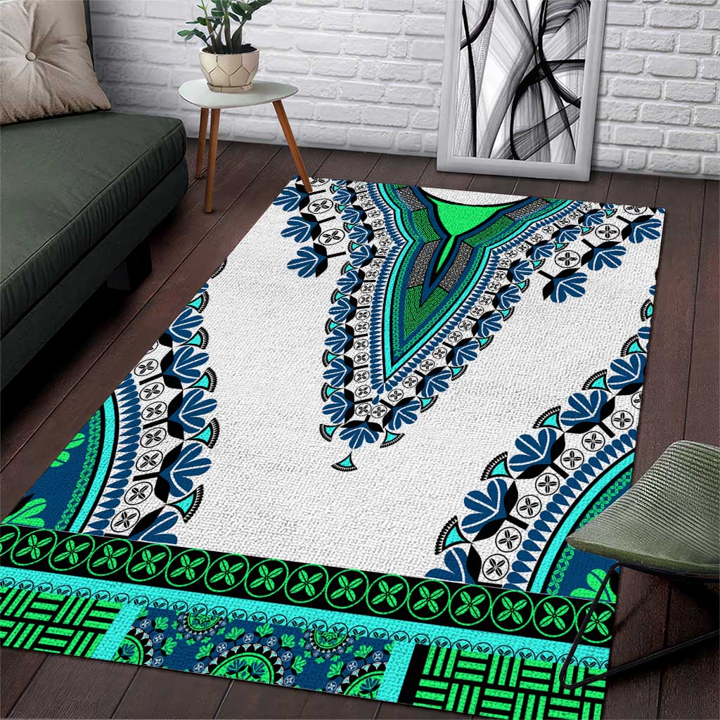 Africa Area Rug African Dashiki Royal Turquoise Version LT14
