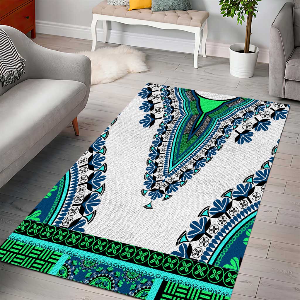 Africa Area Rug African Dashiki Royal Turquoise Version LT14