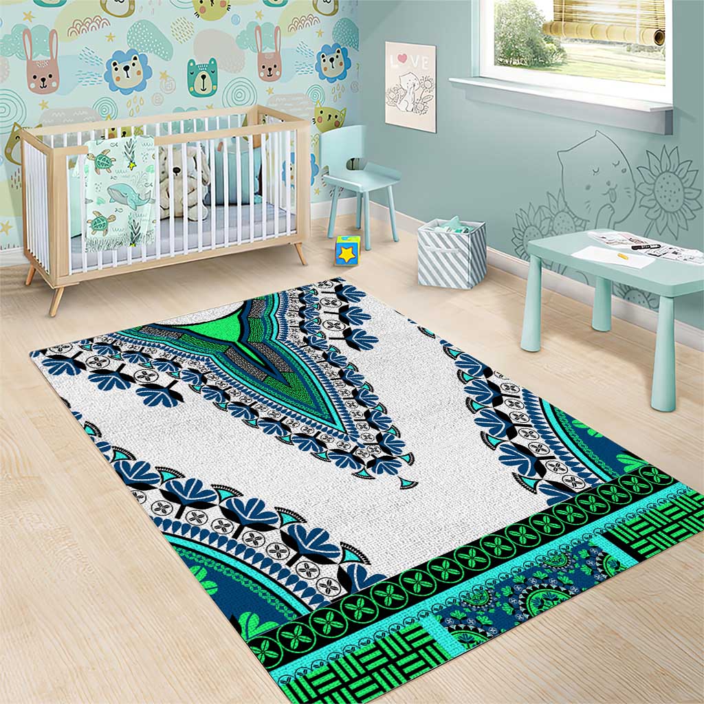 Africa Area Rug African Dashiki Royal Turquoise Version LT14