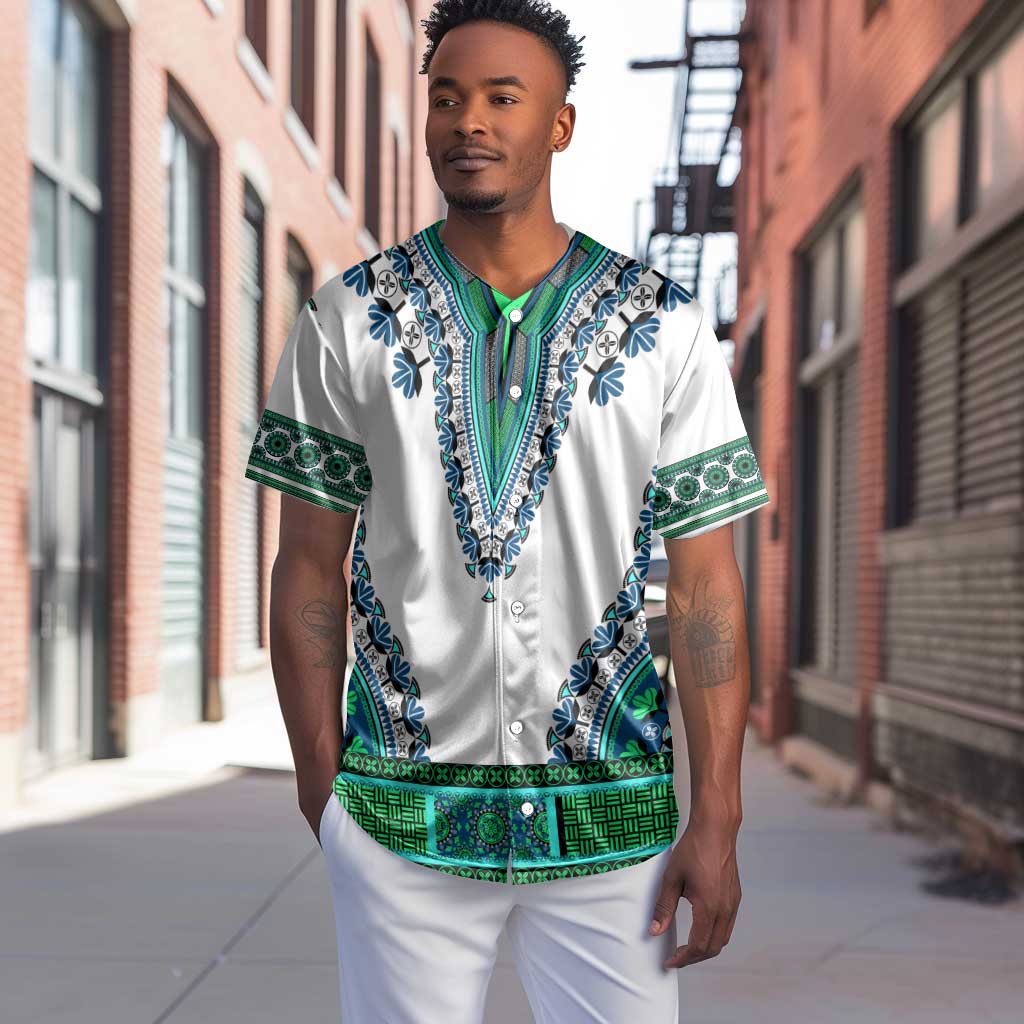 Africa Baseball Jersey African Dashiki Royal Turquoise Version LT14