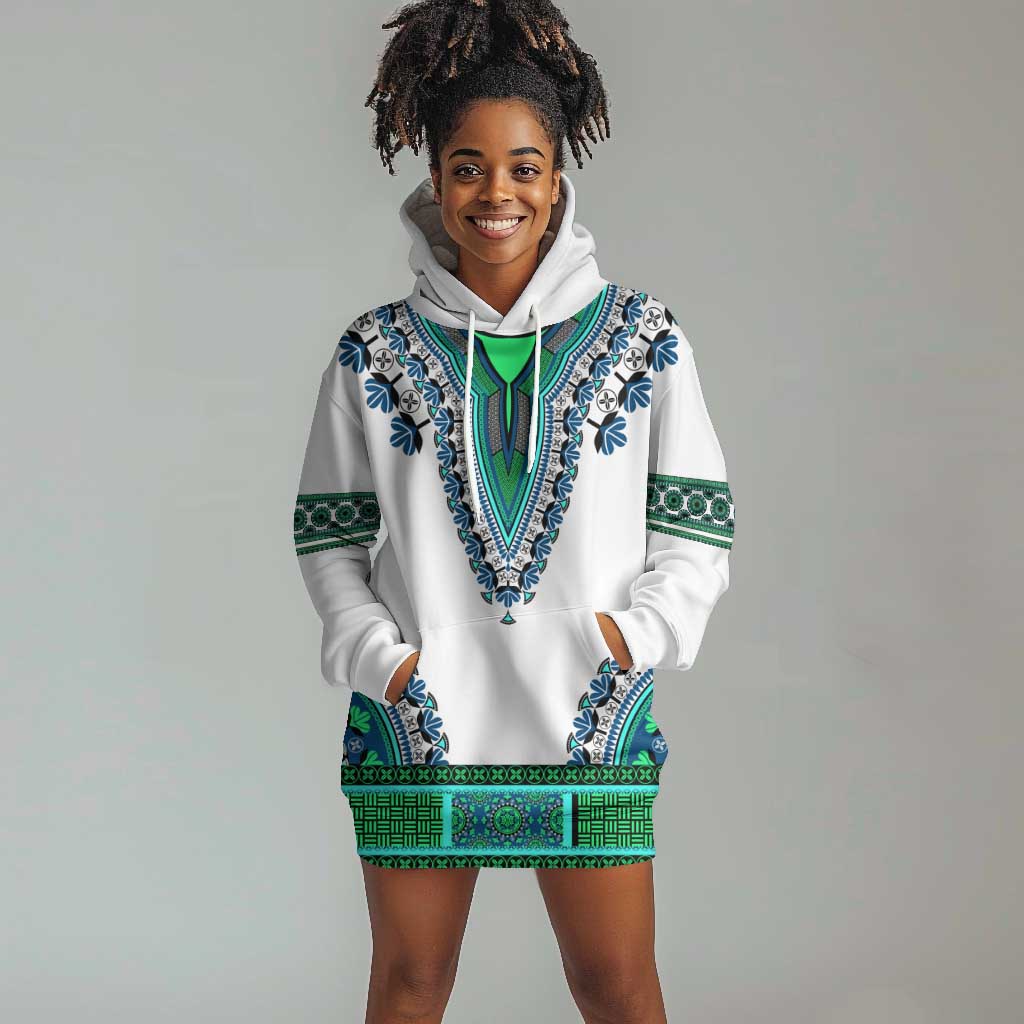 Africa Hoodie Dress African Dashiki Royal Turquoise Version LT14
