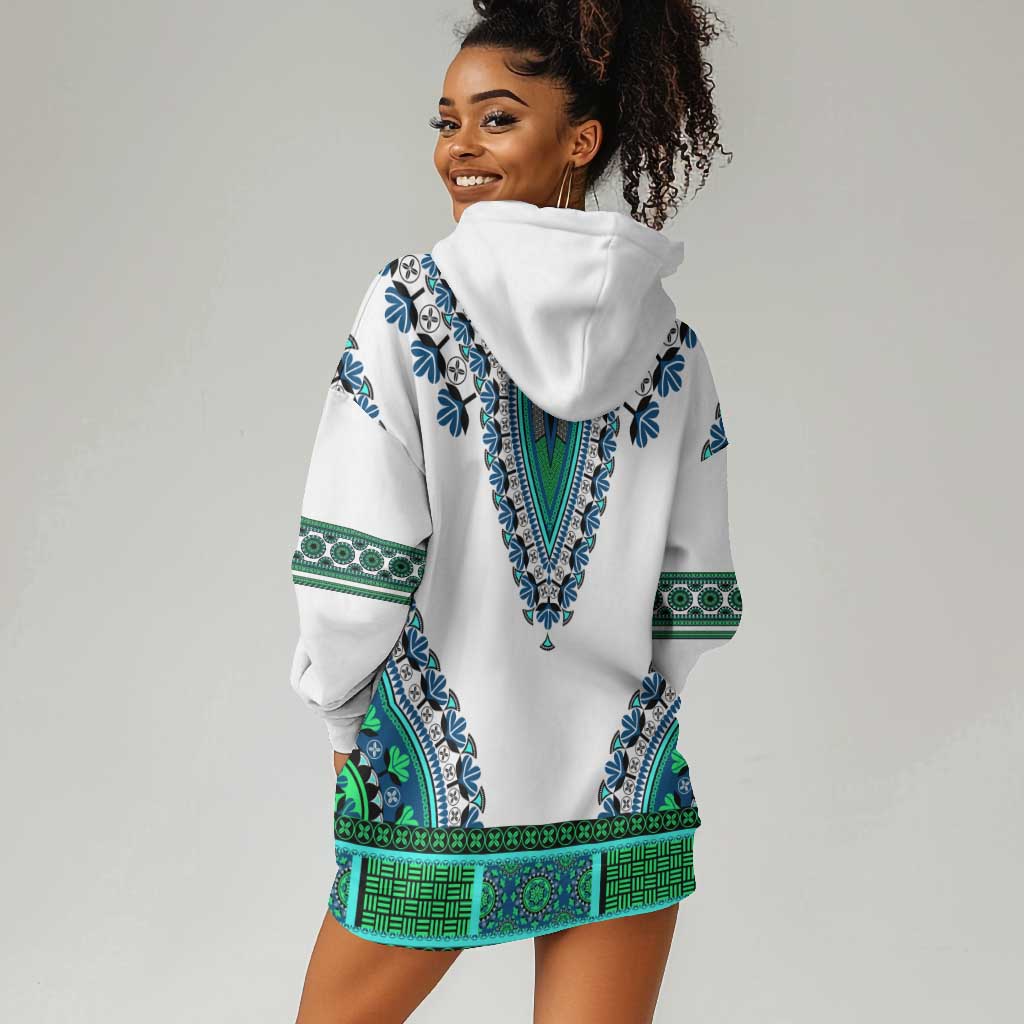 Africa Hoodie Dress African Dashiki Royal Turquoise Version LT14