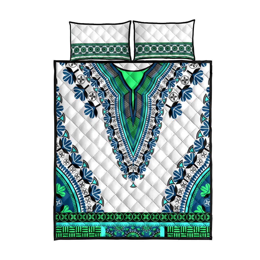 Africa Quilt Bed Set African Dashiki Royal Turquoise Version LT14