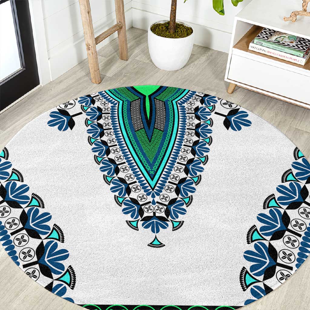 Africa Round Carpet African Dashiki Royal Turquoise Version LT14