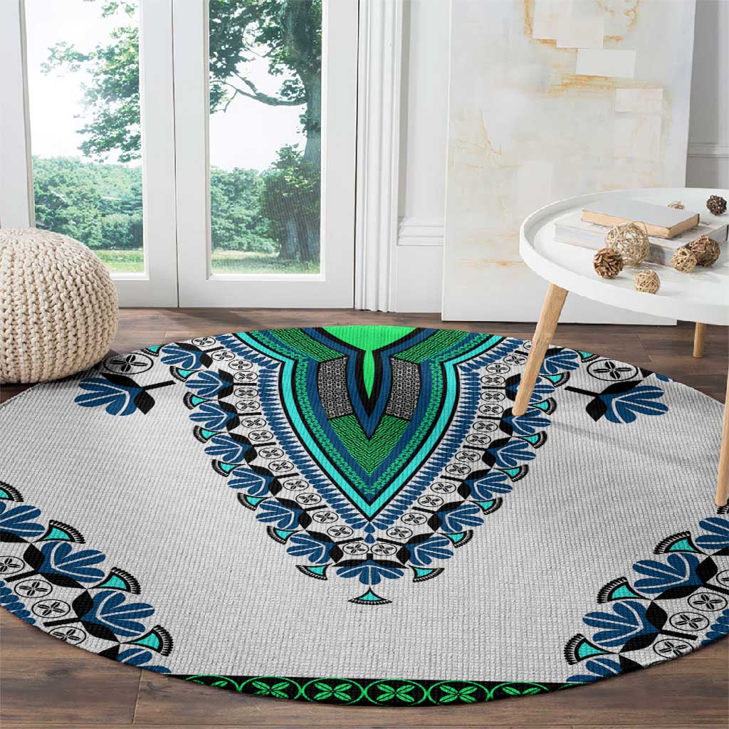 Africa Round Carpet African Dashiki Royal Turquoise Version LT14