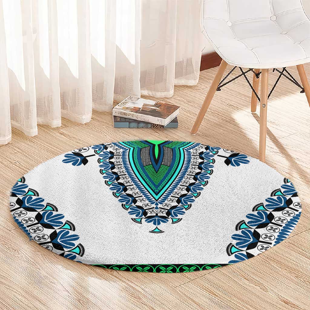 Africa Round Carpet African Dashiki Royal Turquoise Version LT14