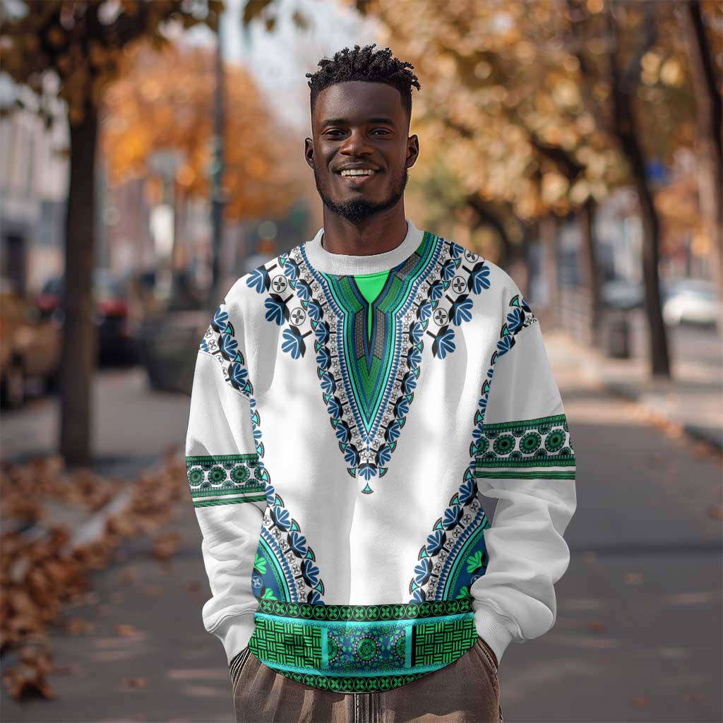 Africa Sweatshirt African Dashiki Royal Turquoise Version LT14