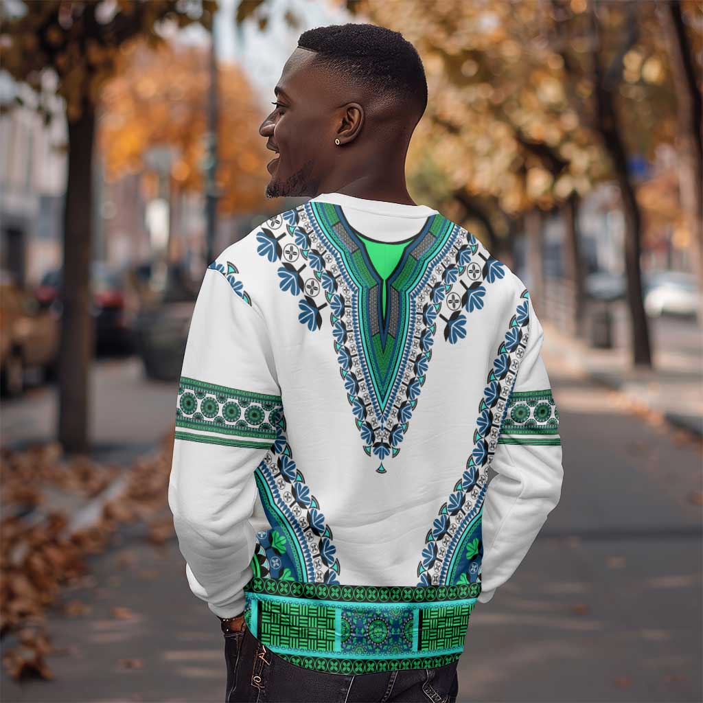 Africa Sweatshirt African Dashiki Royal Turquoise Version LT14