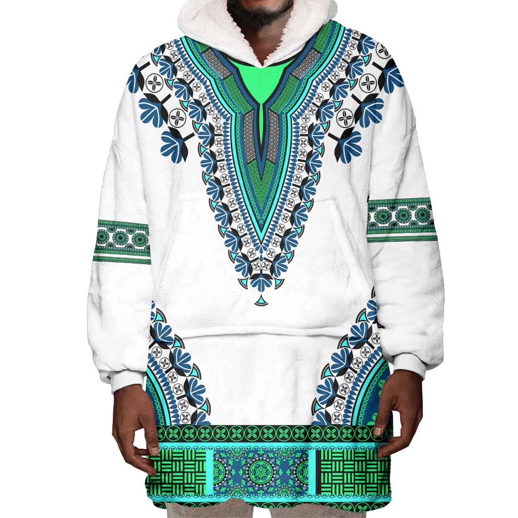 Africa Wearable Blanket Hoodie African Dashiki Royal Turquoise Version LT14