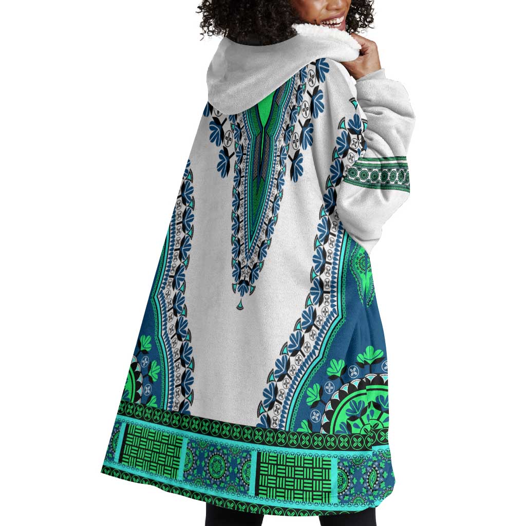 Africa Wearable Blanket Hoodie African Dashiki Royal Turquoise Version LT14
