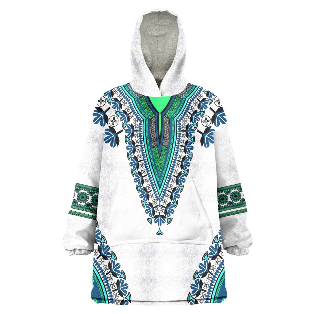 Africa Wearable Blanket Hoodie African Dashiki Royal Turquoise Version LT14
