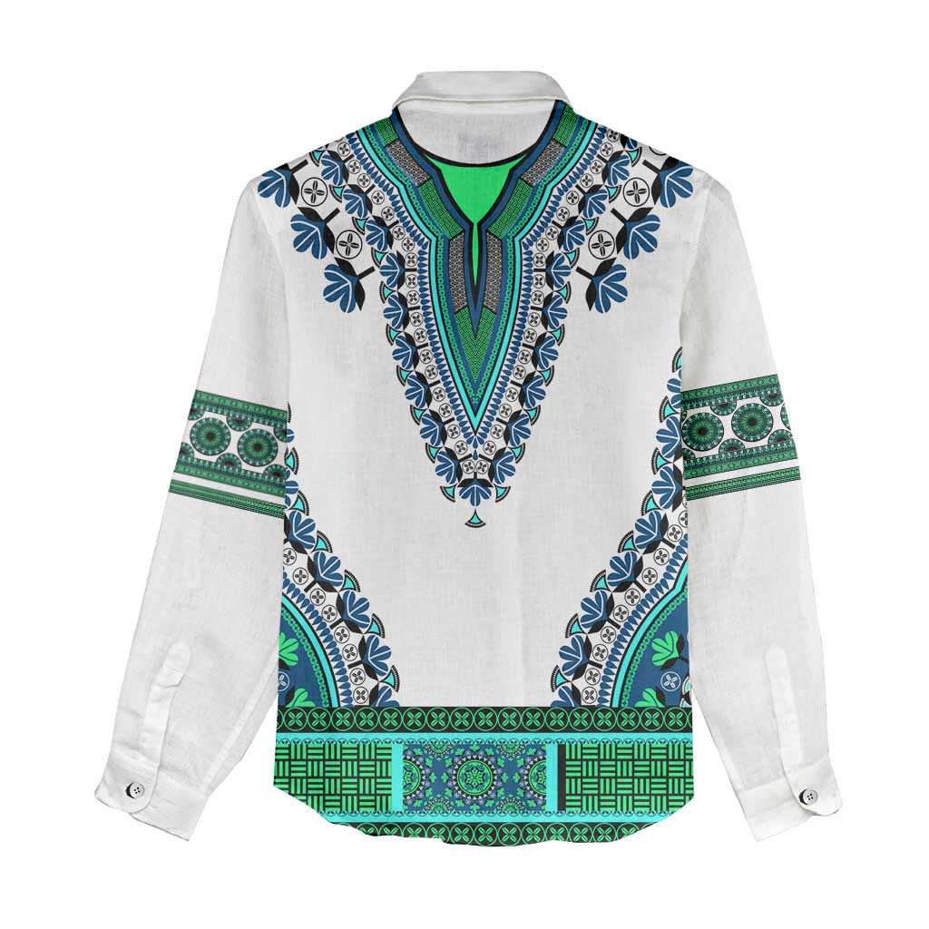 Africa Women Casual Shirt African Dashiki Royal Turquoise Version LT14