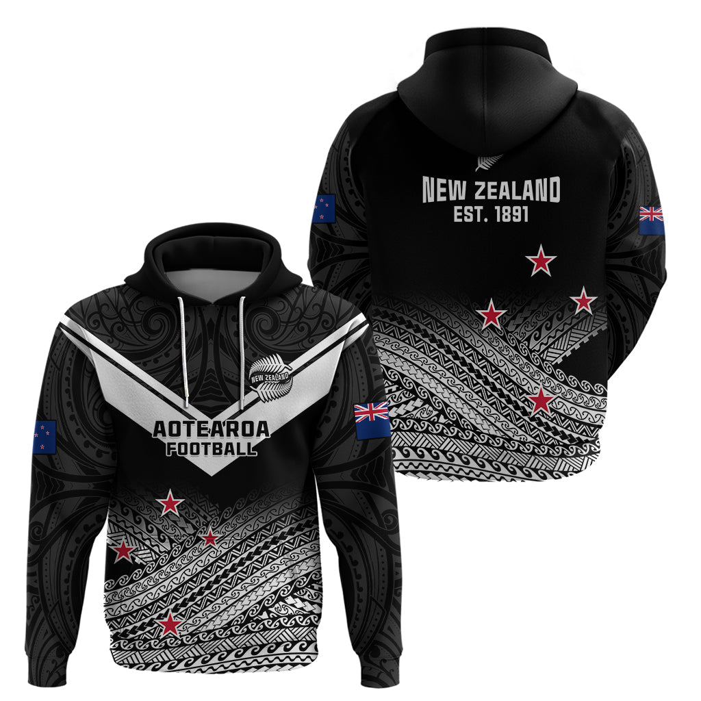 Aotearoa Football Hoodie Go New Zealand Maori Fern Pattern LT14
