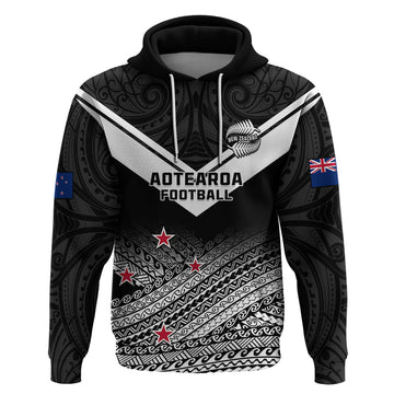 Personalised Aotearoa Football Hoodie Go New Zealand Maori Fern Pattern LT14