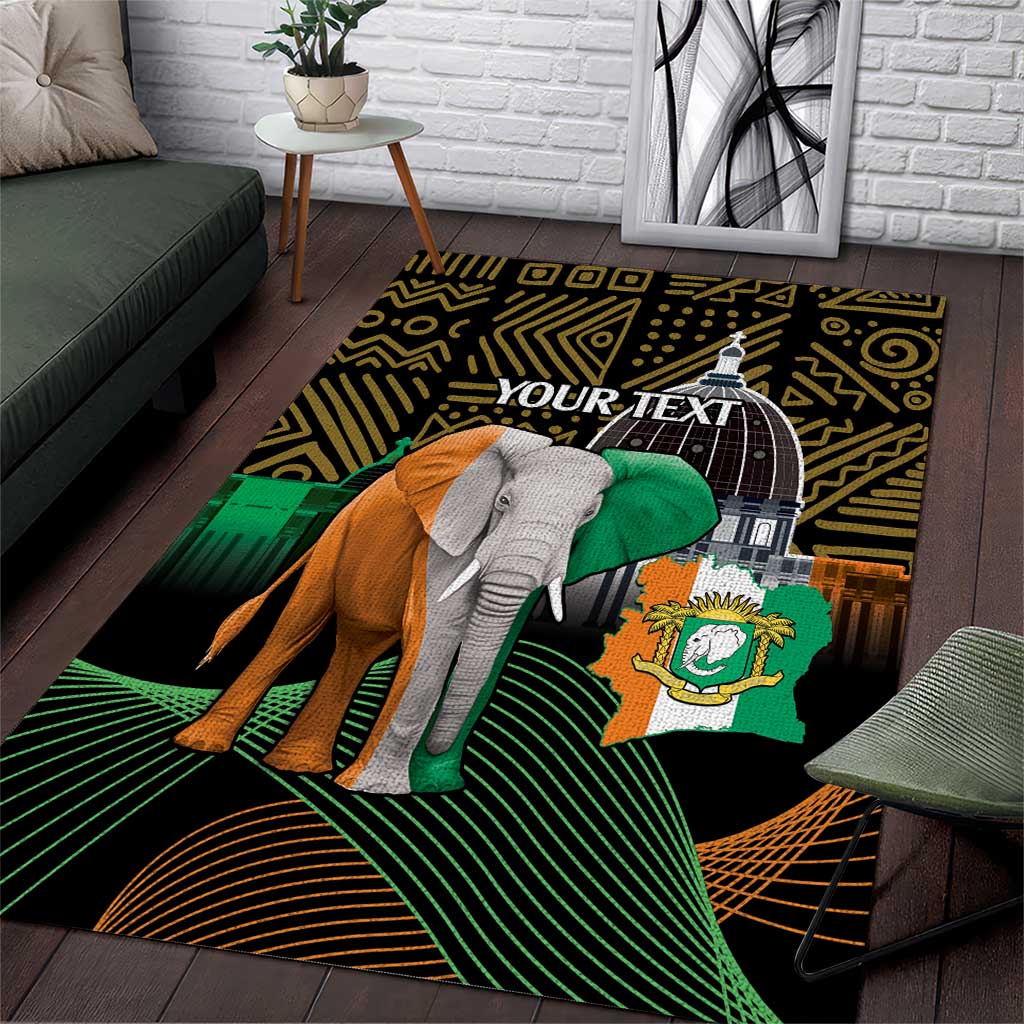Personalized Cote dIvoire Independence Day Area Rug Ivory Coast Elephant African Pattern LT14