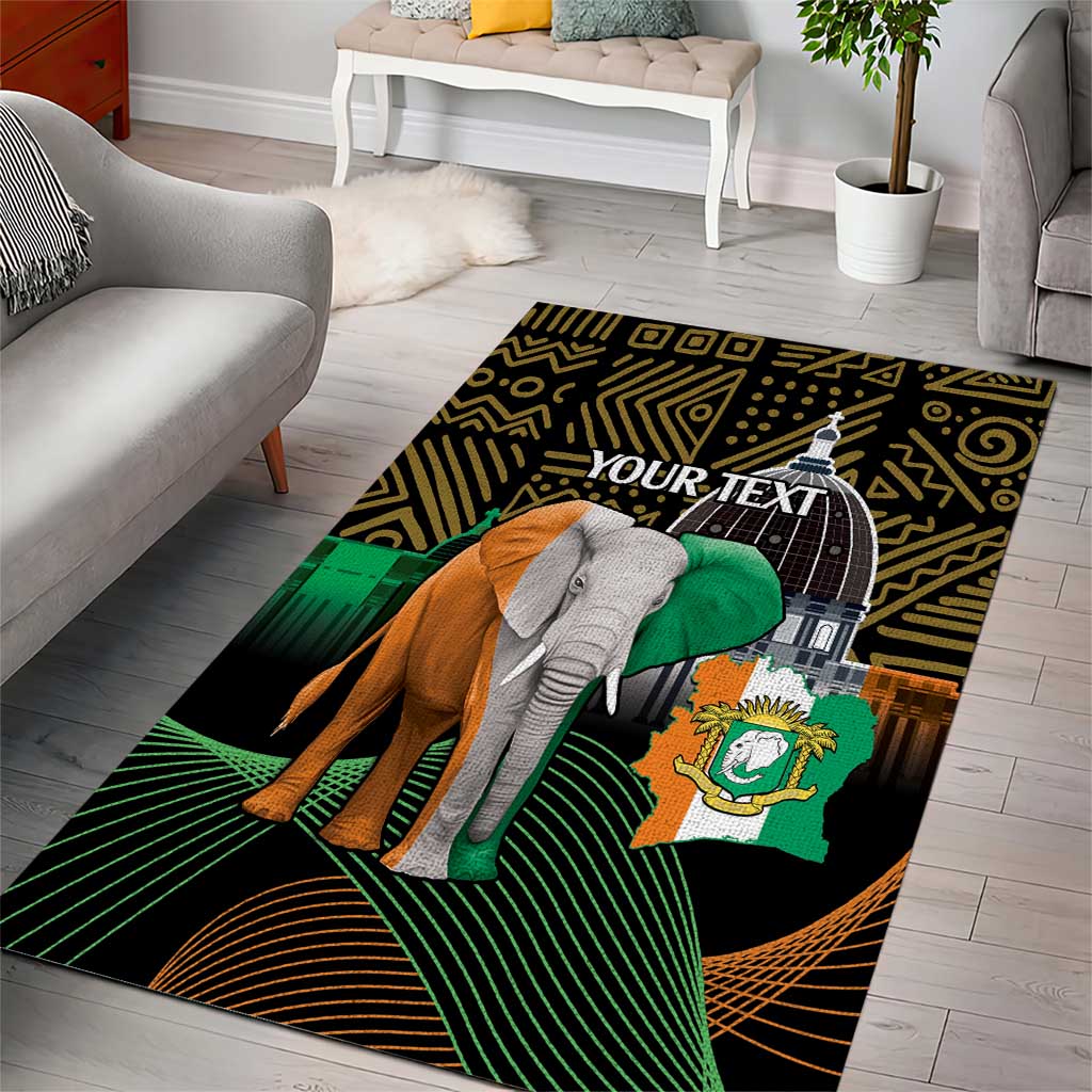 Personalized Cote dIvoire Independence Day Area Rug Ivory Coast Elephant African Pattern LT14