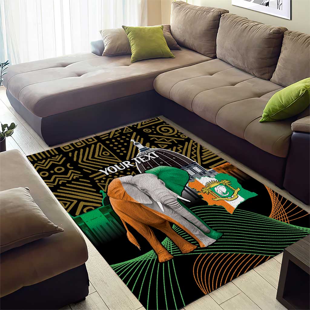 Personalized Cote dIvoire Independence Day Area Rug Ivory Coast Elephant African Pattern LT14