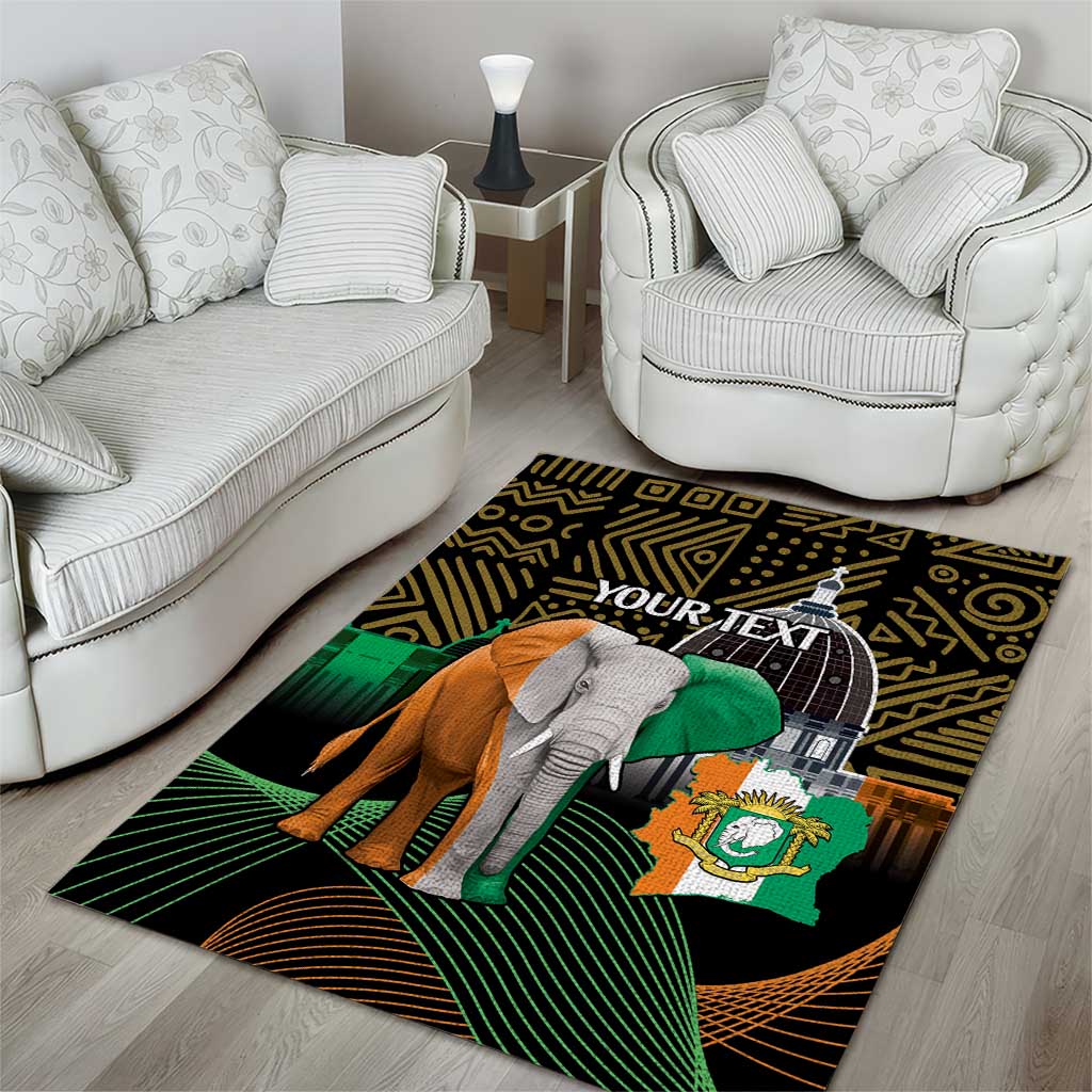Personalized Cote dIvoire Independence Day Area Rug Ivory Coast Elephant African Pattern LT14