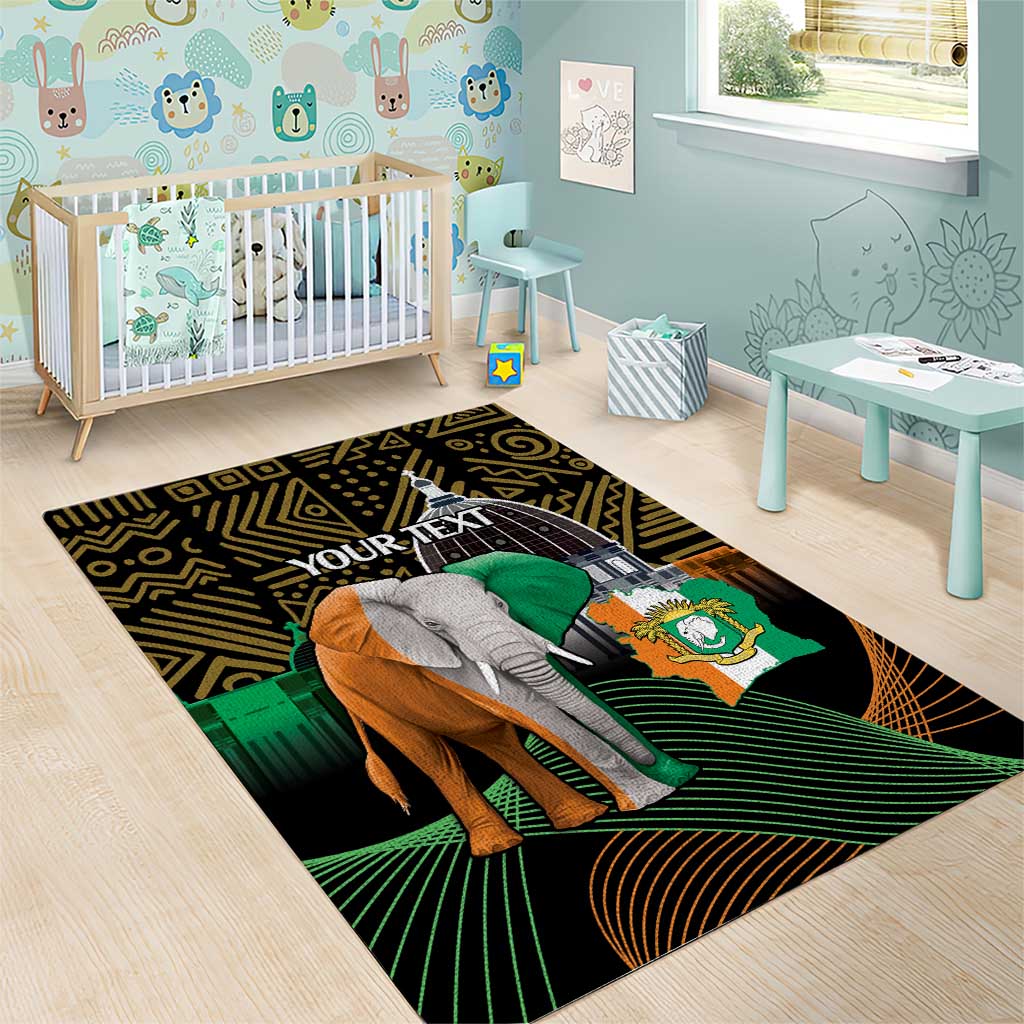 Personalized Cote dIvoire Independence Day Area Rug Ivory Coast Elephant African Pattern LT14