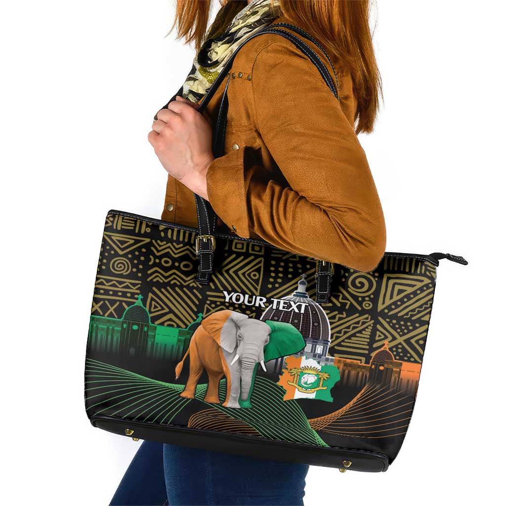 Personalized Cote dIvoire Independence Day Leather Tote Bag Ivory Coast Elephant African Pattern LT14