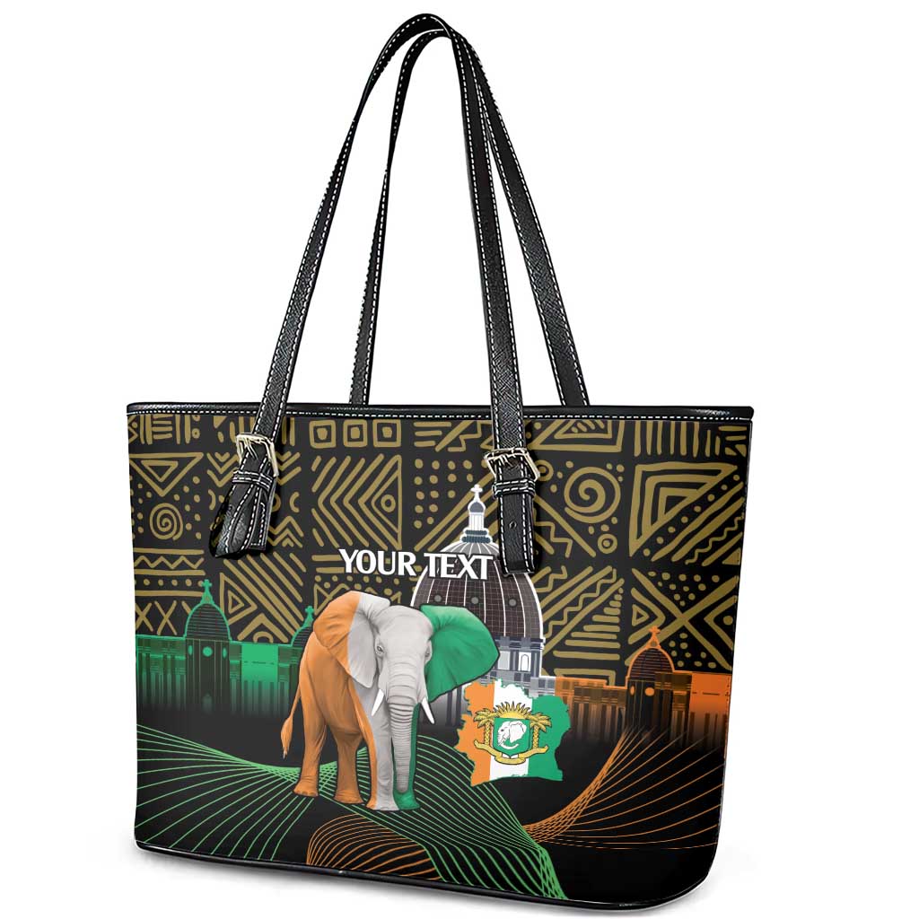 Personalized Cote dIvoire Independence Day Leather Tote Bag Ivory Coast Elephant African Pattern LT14