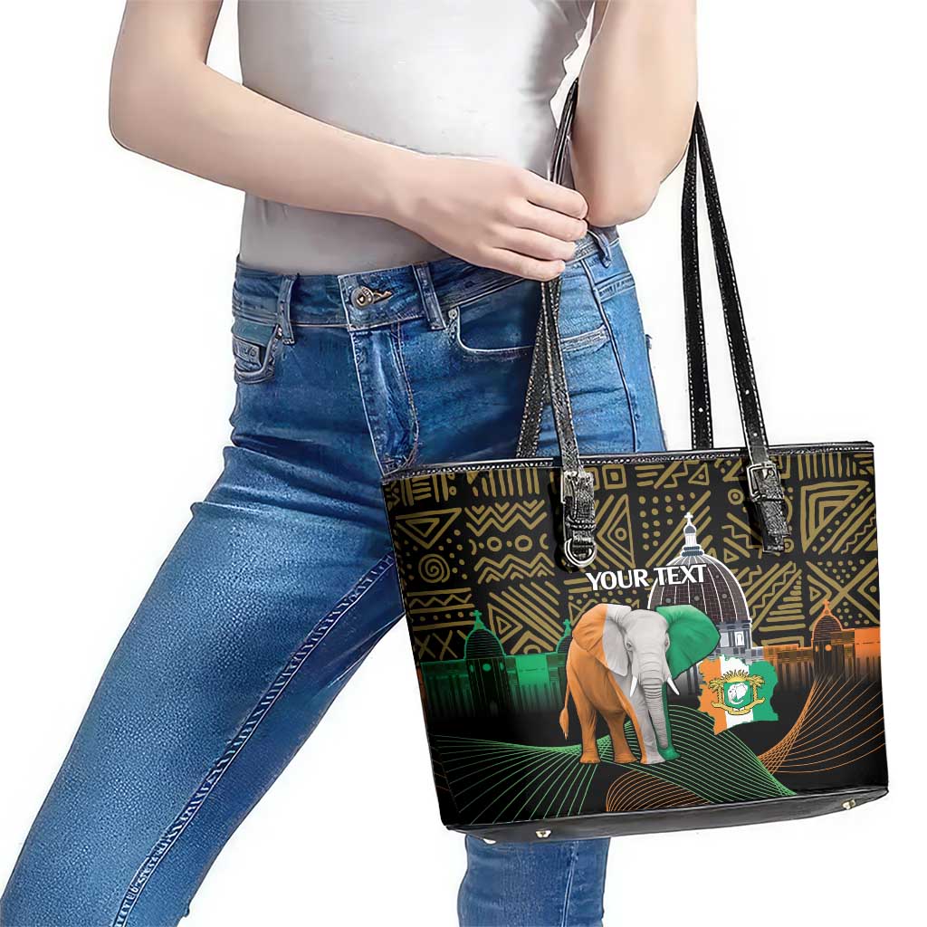 Personalized Cote dIvoire Independence Day Leather Tote Bag Ivory Coast Elephant African Pattern LT14