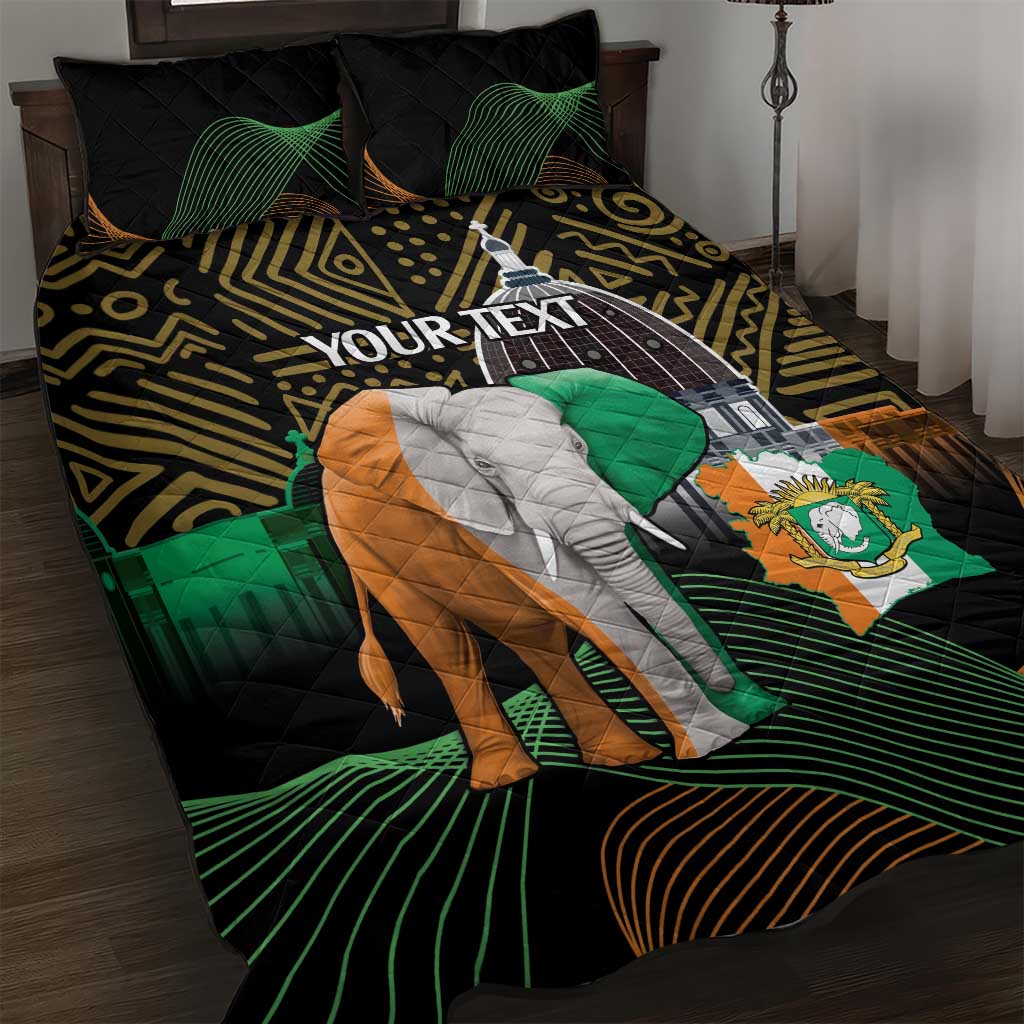 Personalized Cote dIvoire Independence Day Quilt Bed Set Ivory Coast Elephant African Pattern LT14