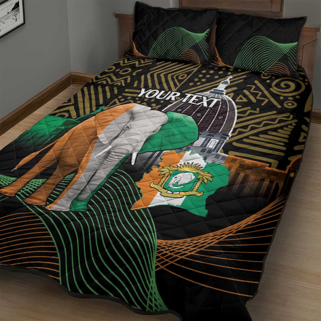 Personalized Cote dIvoire Independence Day Quilt Bed Set Ivory Coast Elephant African Pattern LT14