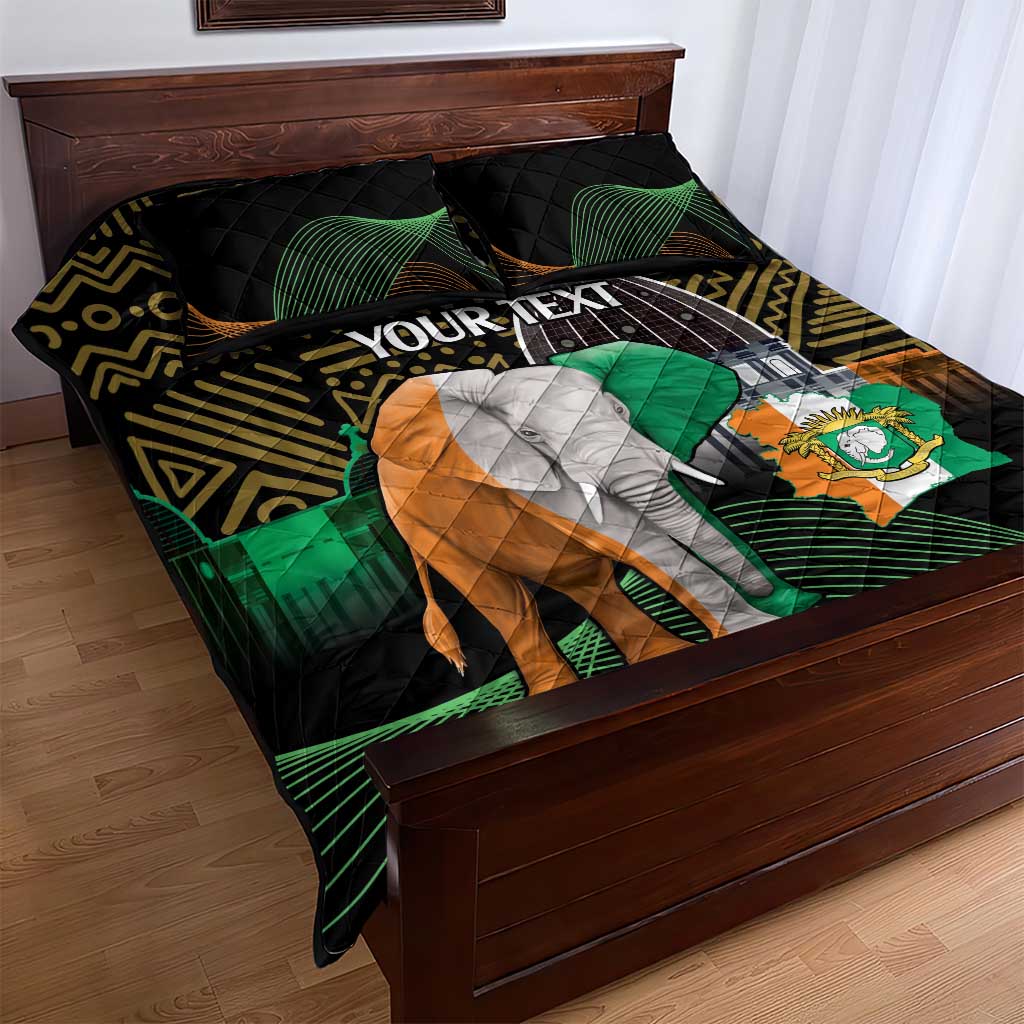 Personalized Cote dIvoire Independence Day Quilt Bed Set Ivory Coast Elephant African Pattern LT14