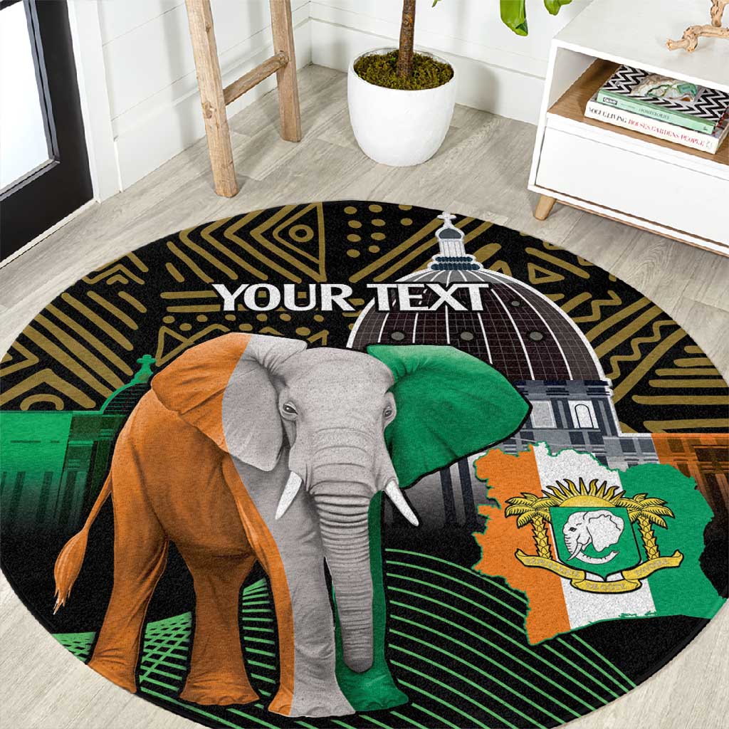 Personalized Cote dIvoire Independence Day Round Carpet Ivory Coast Elephant African Pattern LT14