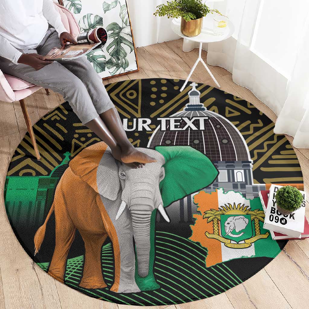 Personalized Cote dIvoire Independence Day Round Carpet Ivory Coast Elephant African Pattern LT14