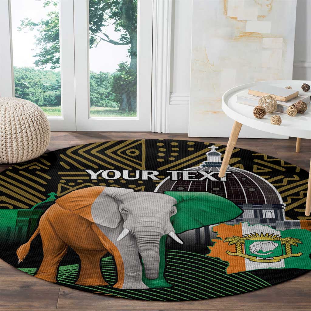 Personalized Cote dIvoire Independence Day Round Carpet Ivory Coast Elephant African Pattern LT14