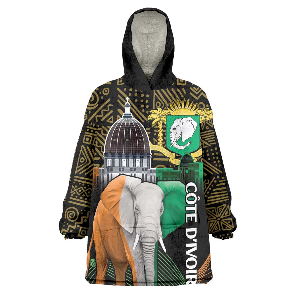 Personalized Cote dIvoire Independence Day Wearable Blanket Hoodie Ivory Coast Elephant African Pattern LT14