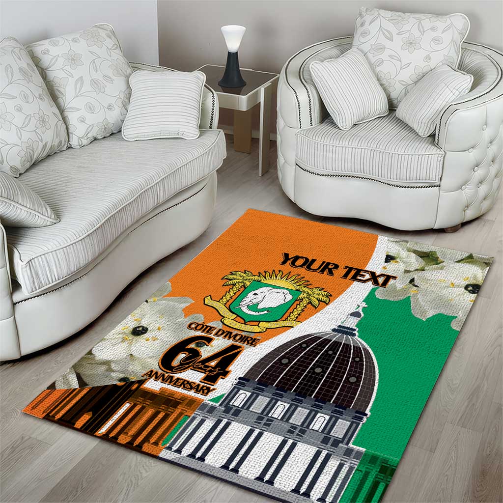 Personalized Ivory Coast Independence Day Area Rug Ornithogalum Arabicum Happy 64 Years Anniversary LT14