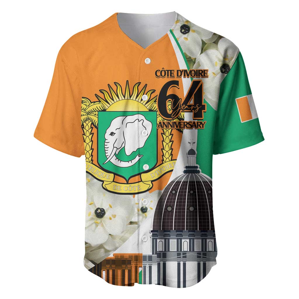 Personalized Ivory Coast Independence Day Baseball Jersey Ornithogalum Arabicum Happy 64 Years Anniversary LT14