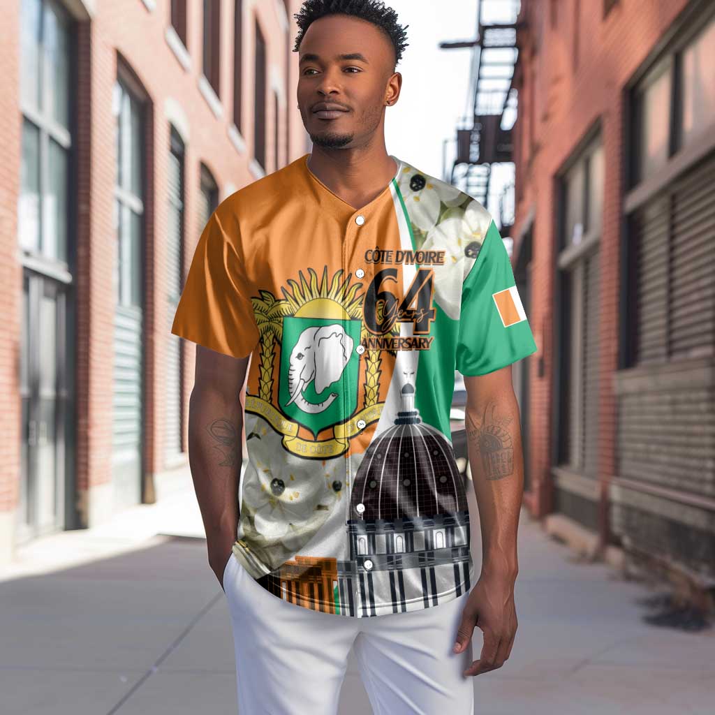 Personalized Ivory Coast Independence Day Baseball Jersey Ornithogalum Arabicum Happy 64 Years Anniversary LT14