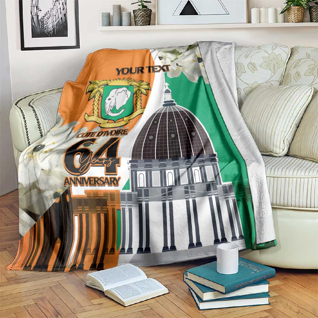 Personalized Ivory Coast Independence Day Blanket Ornithogalum Arabicum Happy 64 Years Anniversary LT14