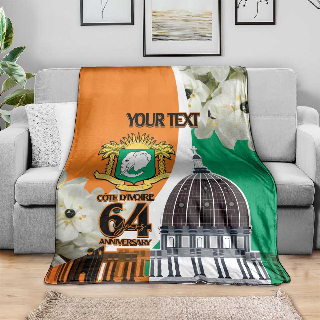 Personalized Ivory Coast Independence Day Blanket Ornithogalum Arabicum Happy 64 Years Anniversary LT14