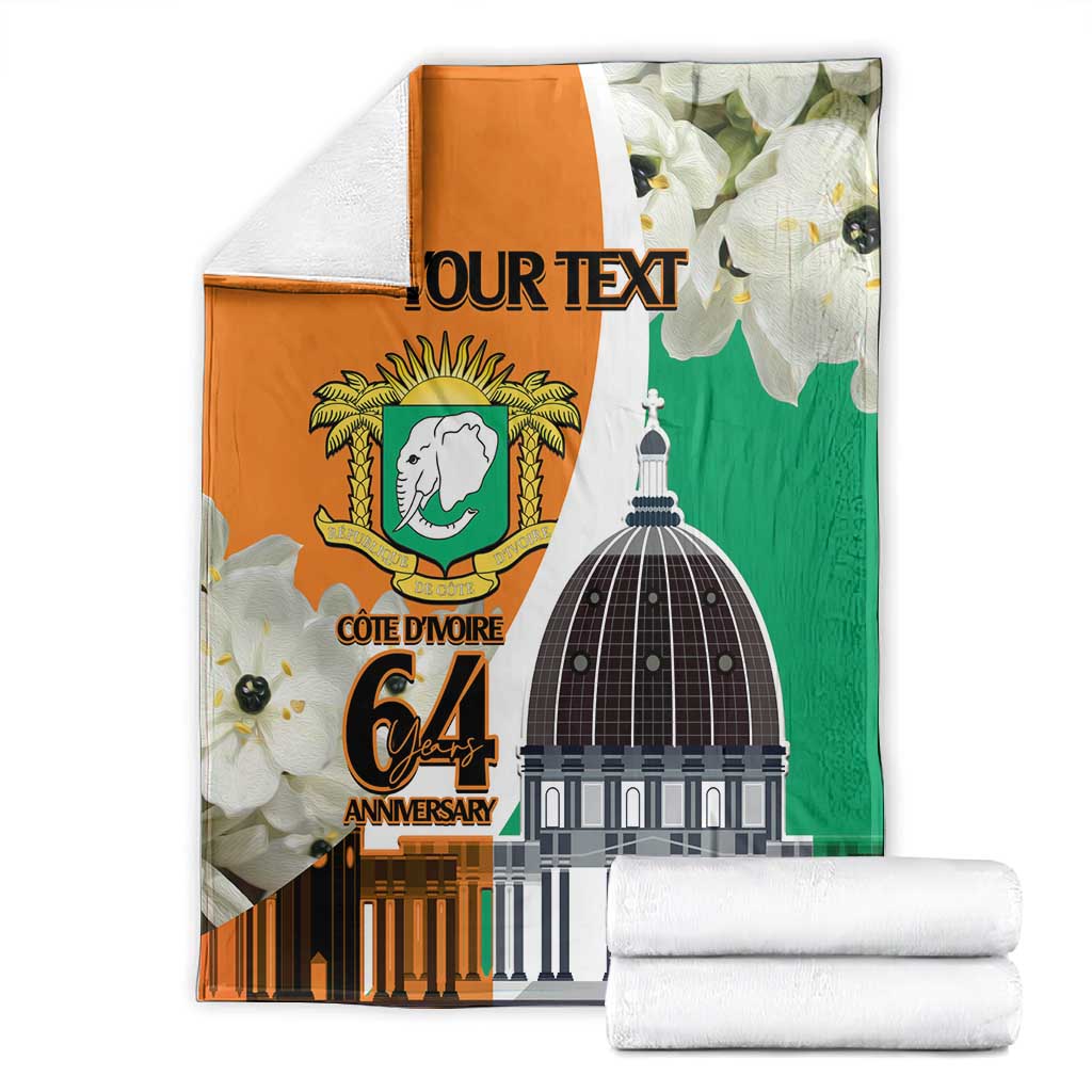 Personalized Ivory Coast Independence Day Blanket Ornithogalum Arabicum Happy 64 Years Anniversary LT14