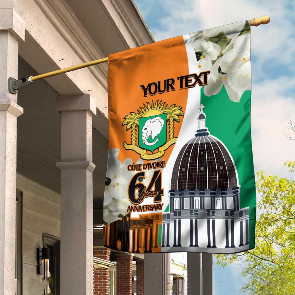 Personalized Ivory Coast Independence Day Garden Flag Ornithogalum Arabicum Happy 64 Years Anniversary LT14