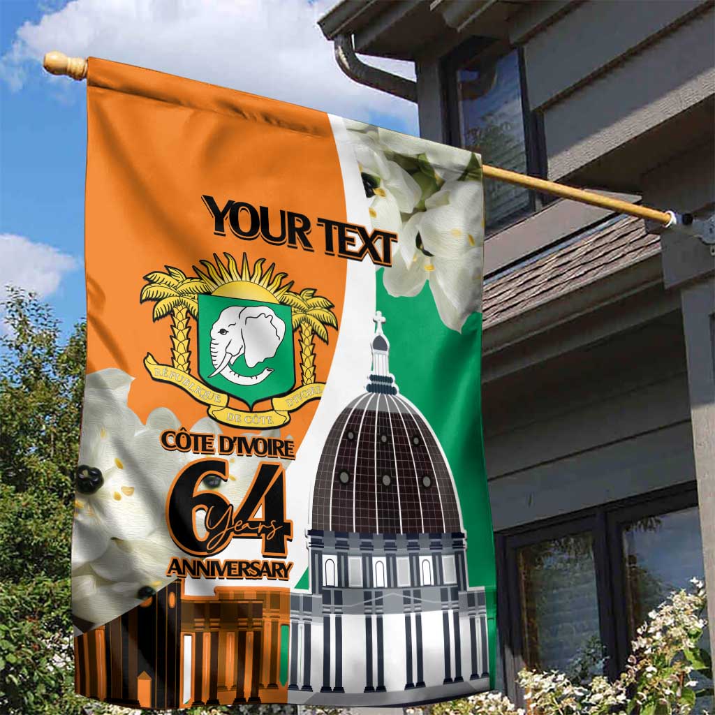 Personalized Ivory Coast Independence Day Garden Flag Ornithogalum Arabicum Happy 64 Years Anniversary LT14