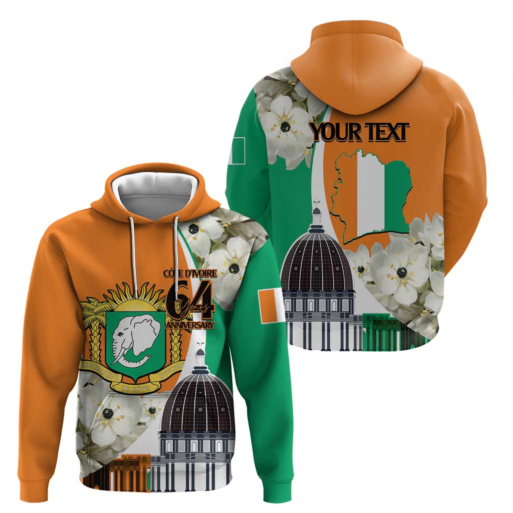 Personalized Ivory Coast Independence Day Hoodie Ornithogalum Arabicum Happy 64 Years Anniversary LT14