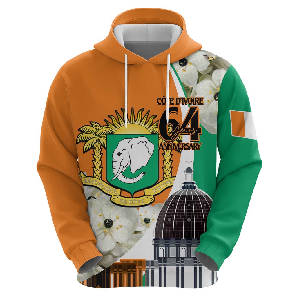 Personalized Ivory Coast Independence Day Hoodie Ornithogalum Arabicum Happy 64 Years Anniversary LT14