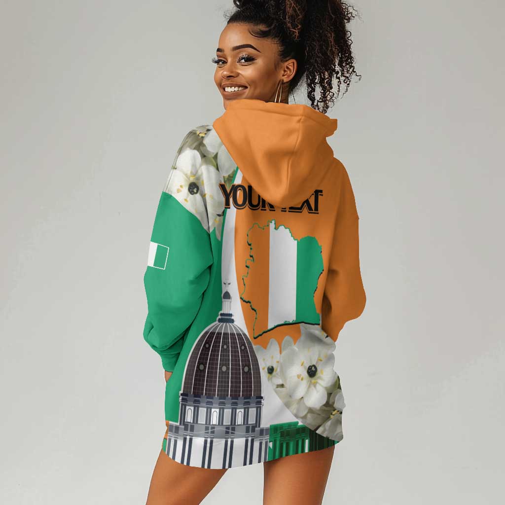 Personalized Ivory Coast Independence Day Hoodie Dress Ornithogalum Arabicum Happy 64 Years Anniversary LT14