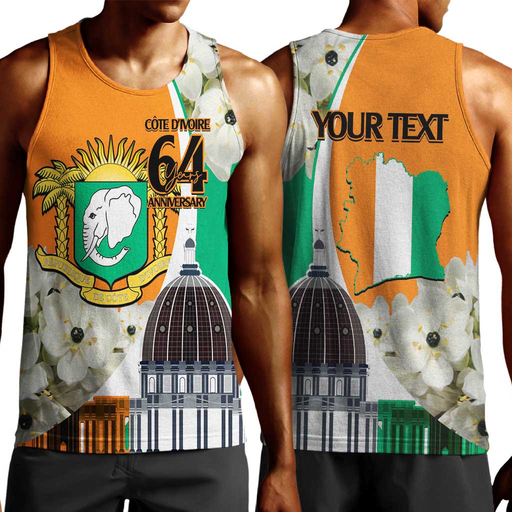 Personalized Ivory Coast Independence Day Men Tank Top Ornithogalum Arabicum Happy 64 Years Anniversary LT14